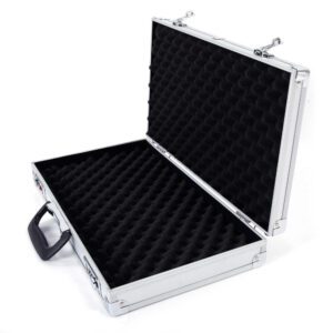 Aluminum Gun Lock Box Case with Combination Lock - Silver, 45x25x7.5cm