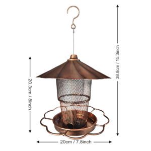 Metal Bird Feeder with Petal-Shaped Roof and 360° Feeding Ports