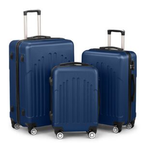 3-Pc ABS+PC Hardside Luggage Set: TSA Lock, Spinner Wheels 20/24/28"