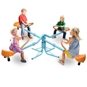 Kids Outdoor Spinning Seesaw Teeter Totter - Sit and Spin Playground for Backyard